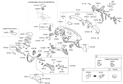 2016 Hyundai Santa Fe Sport  Center Speaker Assembly Diagram for 963502V100