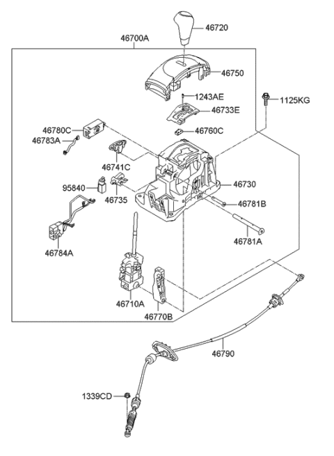 2016 Hyundai Santa Fe Sport Lever Assembly-Engaging Diagram for 467342V100