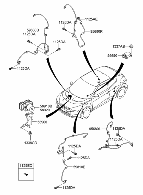 2018 Hyundai Santa Fe Sport  Sensor Assembly-Front ABS.RH Diagram for 598302V500
