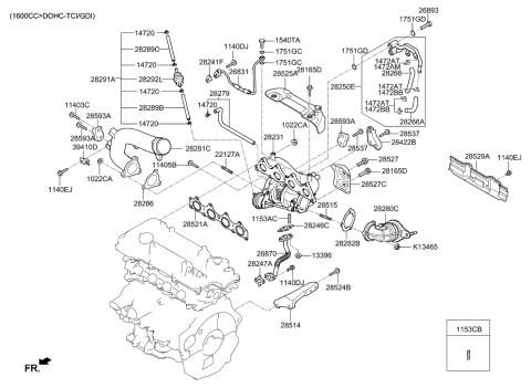 2018 Hyundai Santa Fe Sport Stud Diagram for 285152A100