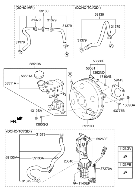 2018 Hyundai Santa Fe Sport  Cylinder Assembly-Brake Master Diagram for 585102V200