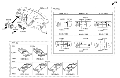 2016 Hyundai Santa Fe Sport  Cover-B.W.S Switch Blanking Diagram for 933652V0004X