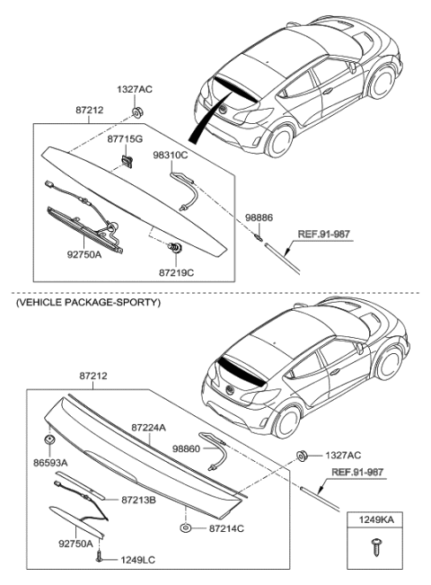 2016 Hyundai Santa Fe Sport  Rear Washer Nozzle Assembly Diagram for 989302V500