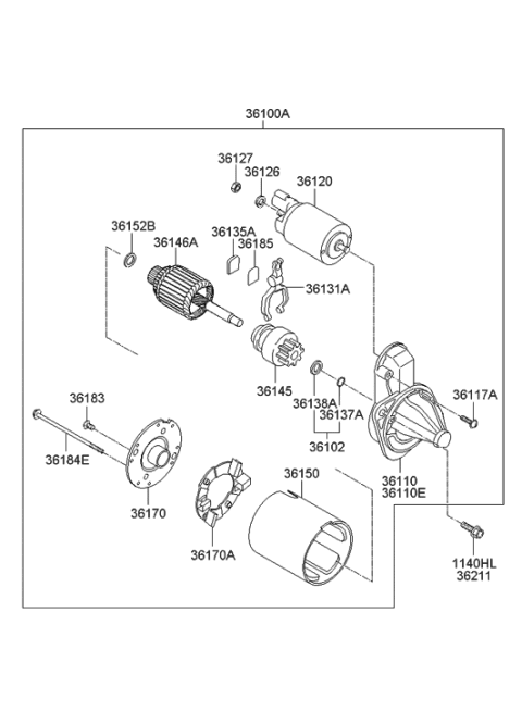 2018 Hyundai Santa Fe Sport  Bracket Assembly-Starter, Front Diagram for 361102B100