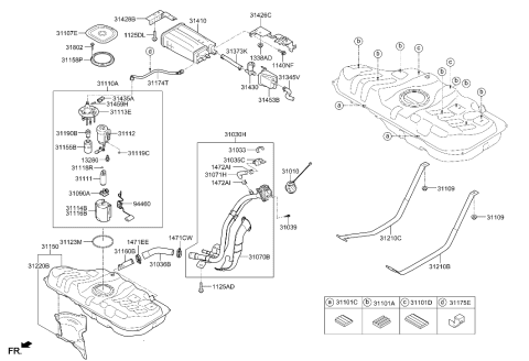 2016 Hyundai Santa Fe Sport  Band Assembly-Fuel Tank LH Diagram for 312102V000