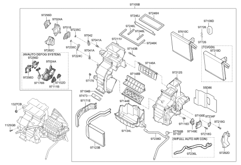 2017 Hyundai Santa Fe Sport  Duct-Shower, LH Diagram for 972791R000