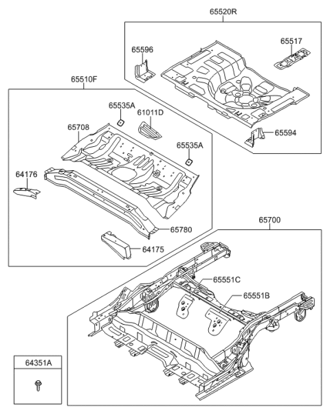 2016 Hyundai Santa Fe Sport Member Assembly-Rear Floor Under Diagram for 657002V100