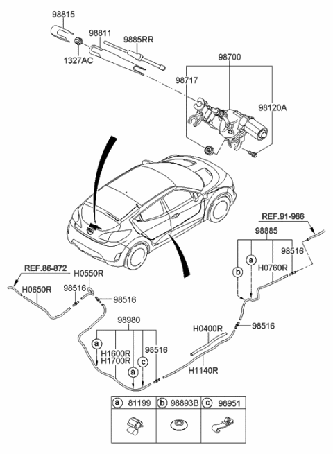 2018 Hyundai Santa Fe Sport Rubber Pad-Rear Wiper Diagram for 987173J000