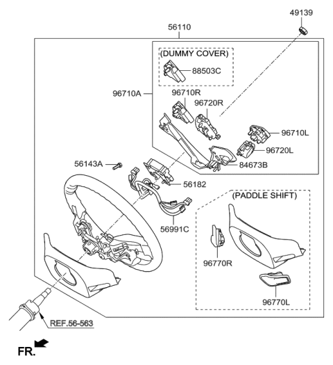 2018 Hyundai Santa Fe Sport  Steering Switch Assembly, Left Diagram for 967002V300