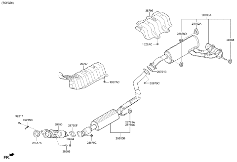 2018 Hyundai Santa Fe Sport  Panel-Heat Protector, Front Diagram for 287912V000