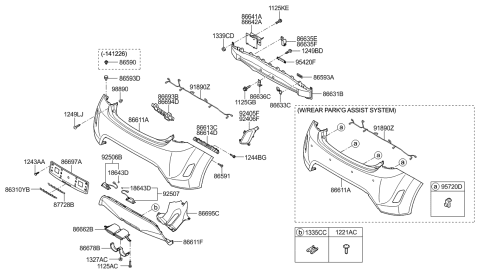 2019 Hyundai Santa Fe XL  Ultrasonic Sensor Assembly-P.A.S Diagram for 957202V100UU9