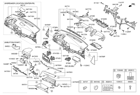 2006 Hyundai Tiburon Cover Assembly-Crash Pad Side RH Diagram for 84766F3000PKG