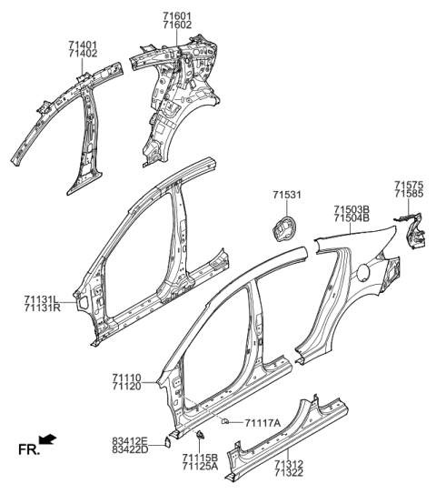 2023 Hyundai Genesis G70 Panel Assembly-Quarter Outer, LH Diagram for 71503F3C00