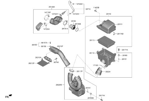 2006 Hyundai Tiburon  Body-Air Cleaner Diagram for 28112M6000