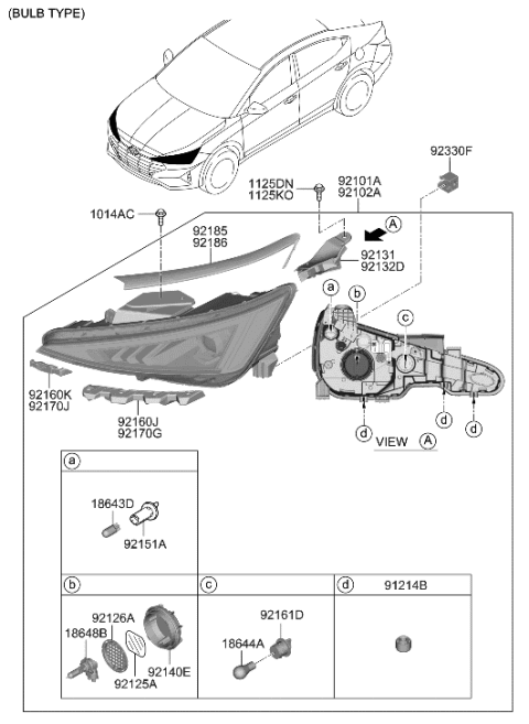 2023 Hyundai Genesis G70  Headlamp Assembly, Right Diagram for 92102F3510