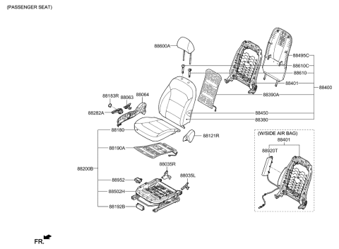 2006 Hyundai Tiburon Pad Assembly-Front Seat Back, RH Diagram for 88450F3000