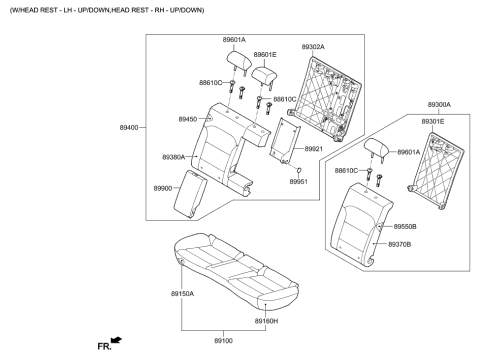 2023 Hyundai Genesis G70 Rear Seat Cushion Covering, Left Diagram for 89360F3000YJA
