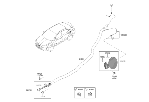 2023 Hyundai Genesis G70  Packing-Fuel Filler Door Catch Diagram for 815991W000