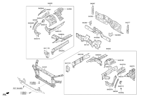 2016 Hyundai Elantra Member Assembly-Front Side Inner Complete, RH Diagram for 64620B1500