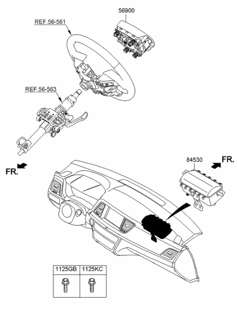2011 Hyundai Veracruz  Module Assembly-Steering Wheel Air Bag Diagram for 56900B1150RNB