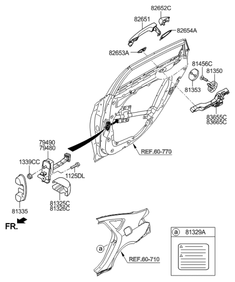 2016 Hyundai Elantra  Checker Assembly-Rear Door, LH Diagram for 79480B1500