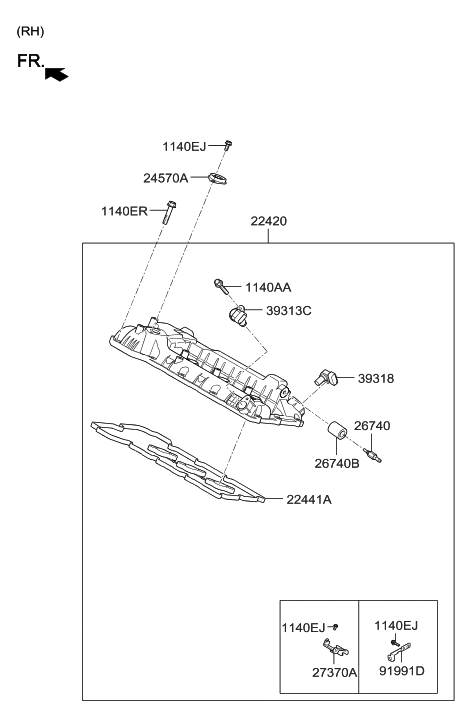 2011 Hyundai Veracruz  Sensor-Crankshaft Angle Diagram for 393183C600