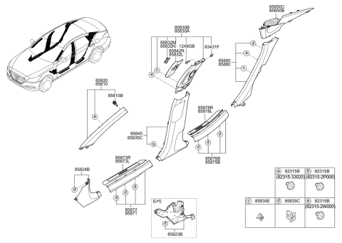 2011 Hyundai Veracruz  Hanger-Coat Diagram for 85838B1000SG2