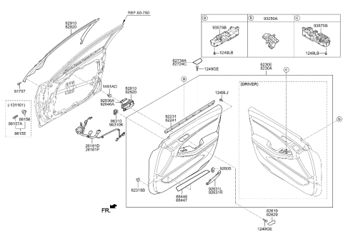 2017 Hyundai Elantra  Interior Door Handle Assembly, Left Diagram for 82610B1000