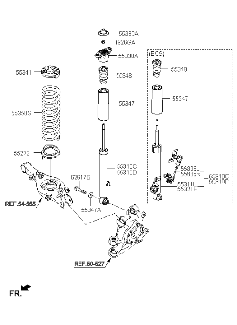 2011 Hyundai Veracruz  Shock Absorber Assembly-Rear, Lh Diagram for 55311B1650