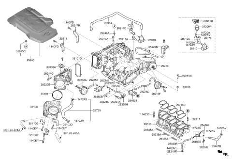 2017 Hyundai Elantra  Gasket R-Lower To Head Coolant Diagram for 282173CDA0