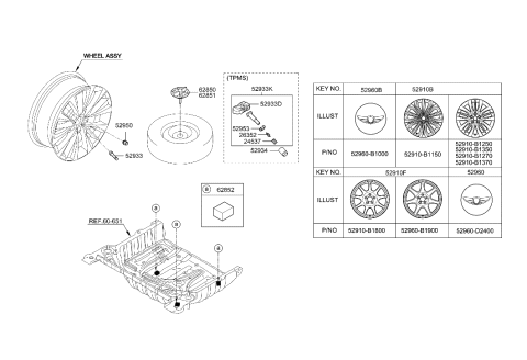 2016 Hyundai Elantra  Clip-Spare Tire MTG Diagram for 628513B200