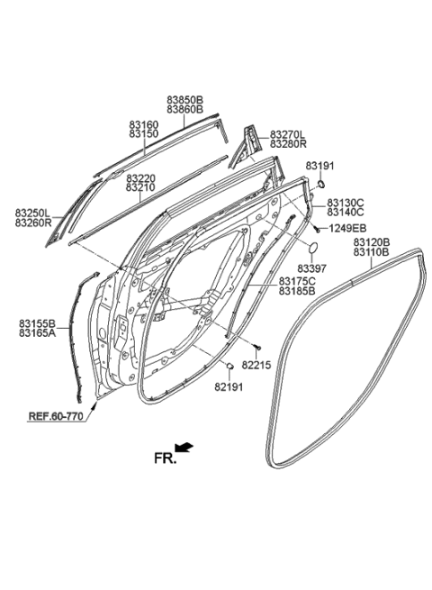 2017 Hyundai Elantra  Garnish Assembly-Rear Door Front Frame, LH Diagram for 83250B1000BLH