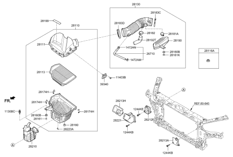 2011 Hyundai Veracruz  Cleaner Assembly-Air Diagram for 28110B1000