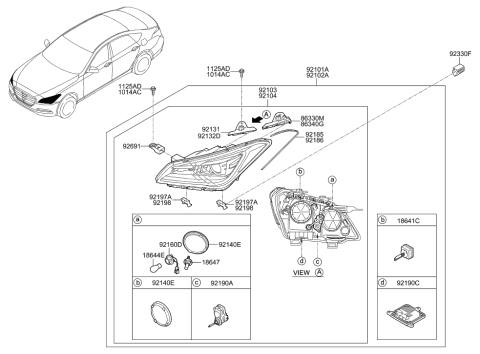 2011 Hyundai Veracruz  Bracket Diagram for 92150B1000