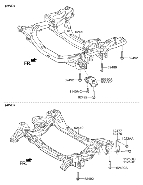 2011 Hyundai Veracruz  Crossmember Assembly-Front Diagram for 62410B1050