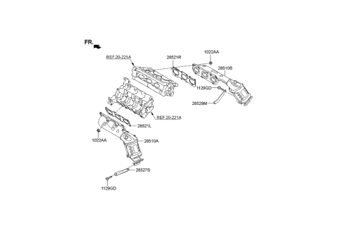 2016 Hyundai Elantra  Exhaust Manifold Catalytic Assembly, Left Diagram for 285103CKA0