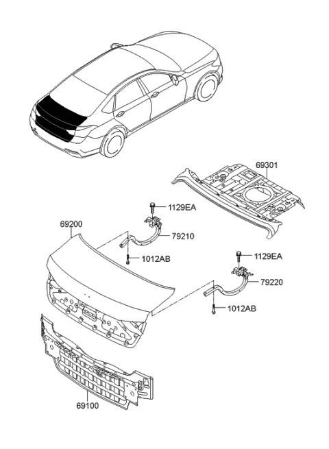 2011 Hyundai Veracruz  Panel Assembly-Trunk Lid Diagram for 69200B1520