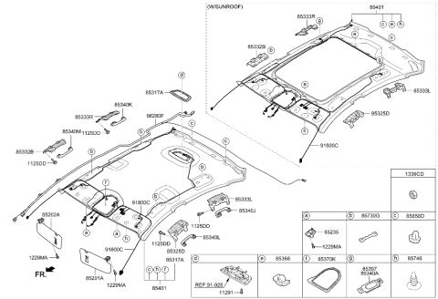 2011 Hyundai Veracruz  Sun Visor Assembly, Right Diagram for 85202B1401SG2