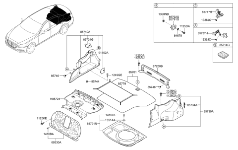 2016 Hyundai Elantra  Trim Assembly-Lugg Partition, Upper Diagram for 85720B1500RRY