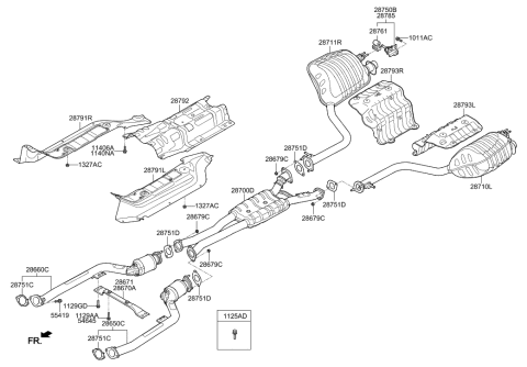 2016 Hyundai Elantra  Rear Muffler Assembly, Right Diagram for 28711B1100