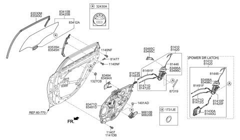 2017 Hyundai Elantra  Glass Assembly-Rear Door, LH Diagram for 83410B1010