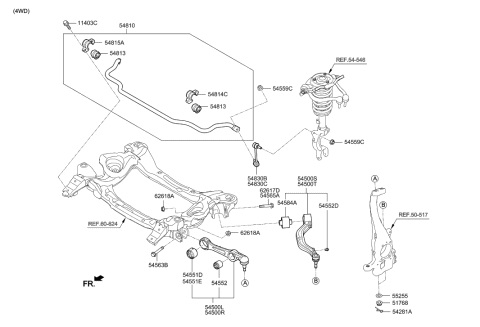 2011 Hyundai Veracruz  Lateral Arm Assembly-Front, RH Diagram for 54501B1500