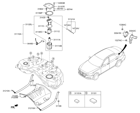 2011 Hyundai Veracruz  Cup Assembly-Reservoir Diagram for 31116B1000