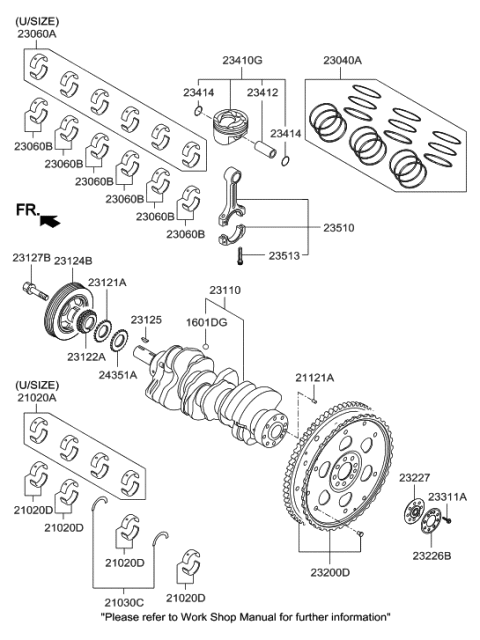 2016 Hyundai Elantra  Bearing Pair Set-Crank Shaft Center Diagram for 210203F351