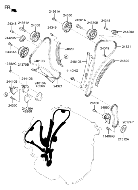 2017 Hyundai Elantra  Timing Chain Tensioner Diagram for 244103CGA3