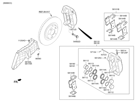 2017 Hyundai Elantra Brake Assembly-Front, LH Diagram for 58110B1200