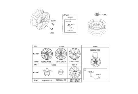 1991 Hyundai Scoupe  Wheel Cap Assembly Diagram for 529102T300