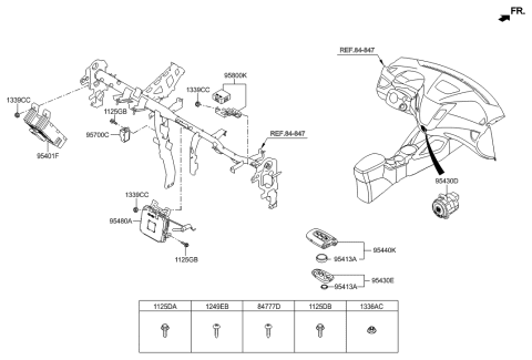 1991 Hyundai Scoupe  Module Assembly-Smart Key Diagram for 954802V105