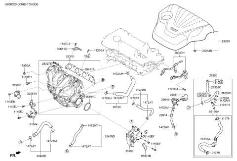 1991 Hyundai Scoupe  Bracket-Purge Control Diagram for 290112B040