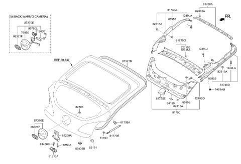 1990 Hyundai Scoupe  Weatherstrip-Tail Gate Opening Diagram for 873212V000